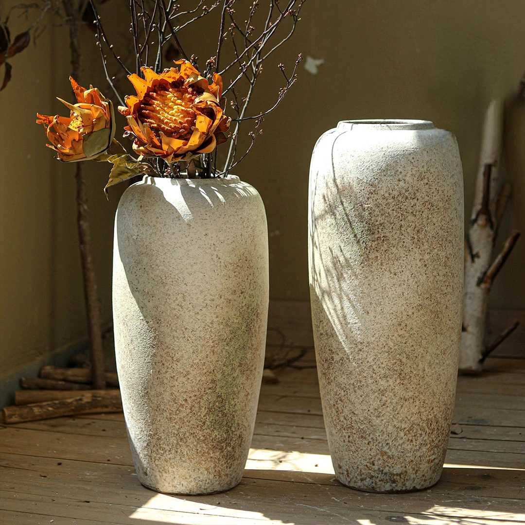 Большая ваза от пола до потолка, винтажные керамические украшения в стиле ваби-саби, знаменитые цветочные аранжировщики для гостиной