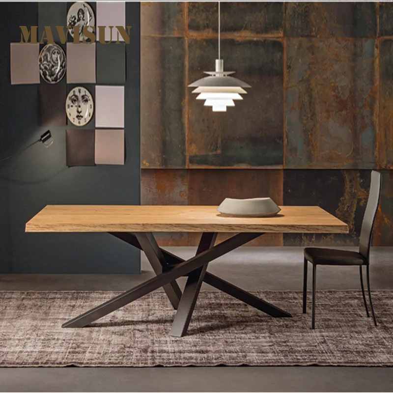Кухонный стол из массива Дерева, Дизайнерский офисный стол в скандинавском стиле, Минималистичный Современный Обеденный стол, стул, Комбинированная мебель