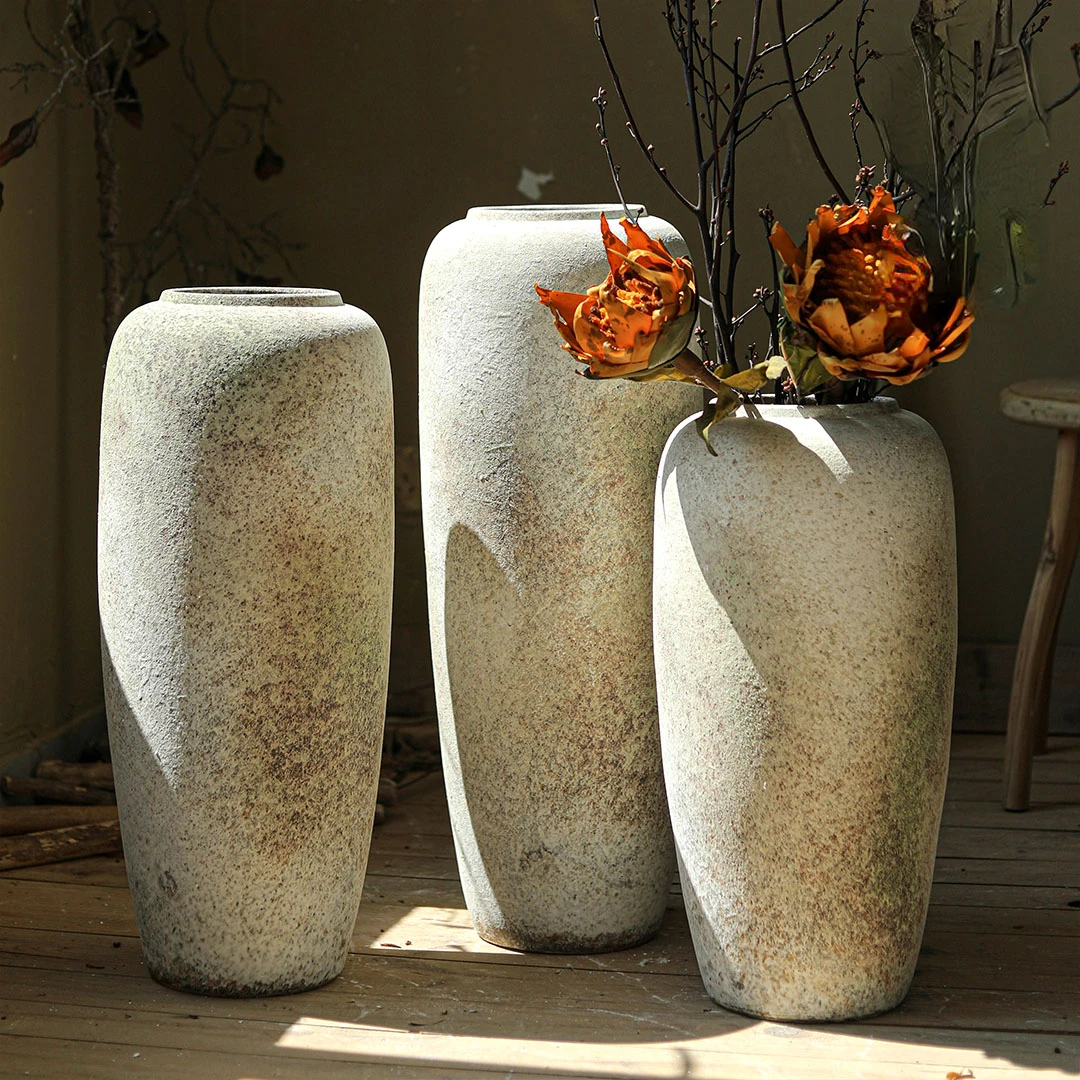 Большая ваза от пола до потолка, винтажные керамические украшения в стиле ваби-саби, знаменитые цветочные аранжировщики для гостиной