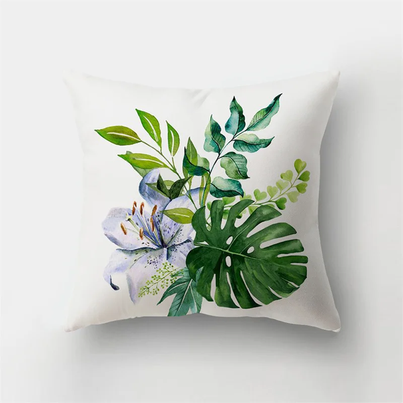 45x45 см, наволочки с изображением Оленя, натуральные листья, Цветочный пейзаж, чехол для подушки, Короткая плюшевая наволочка для дивана, украшение для дома