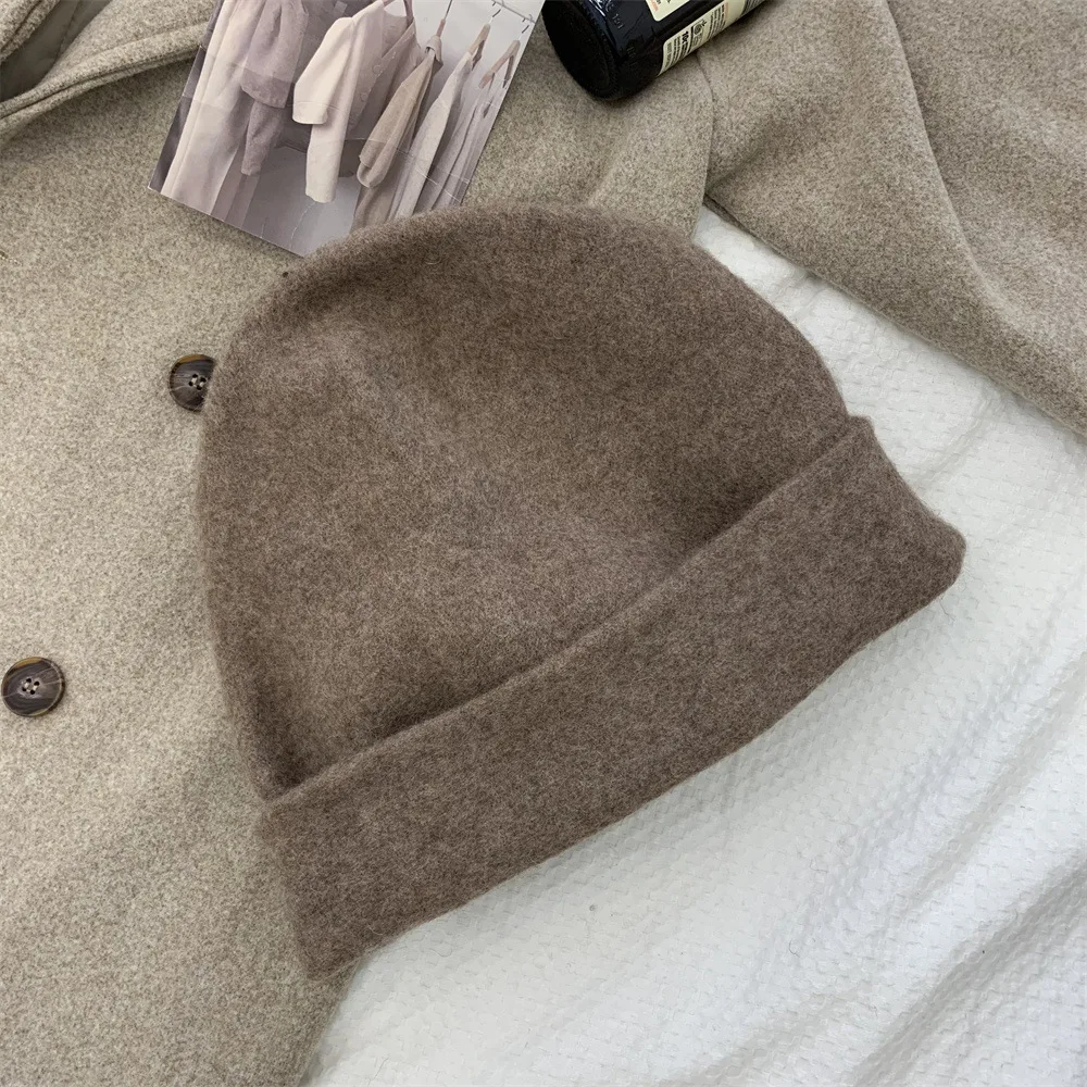 Женская зимняя 100% шерстяная сумка для укладки головы, шапка-бини, Свободное лицо, Маленькая панама, Защитная шапка для ушей, Теплая шапка для мужчин