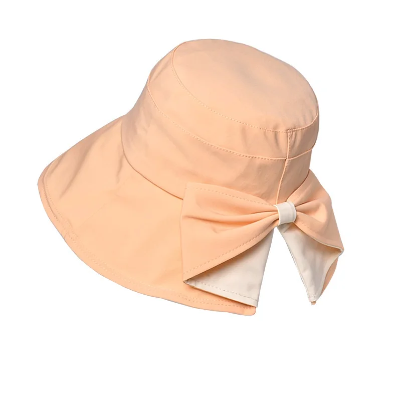 Летние Модные Рыбацкие кепки с бантом Для женщин, уличные Широкополые шляпы-ведра, Солнцезащитная шляпа с защитой от ультрафиолета, Женская Панама, Пляжная кепка