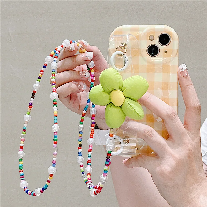 Корейский 3D браслет с подсолнухом, чехол для телефона для iPhone 14 Plus 13 12 11 Pro Max Через плечо с ремешком на шею, чехол для держателя