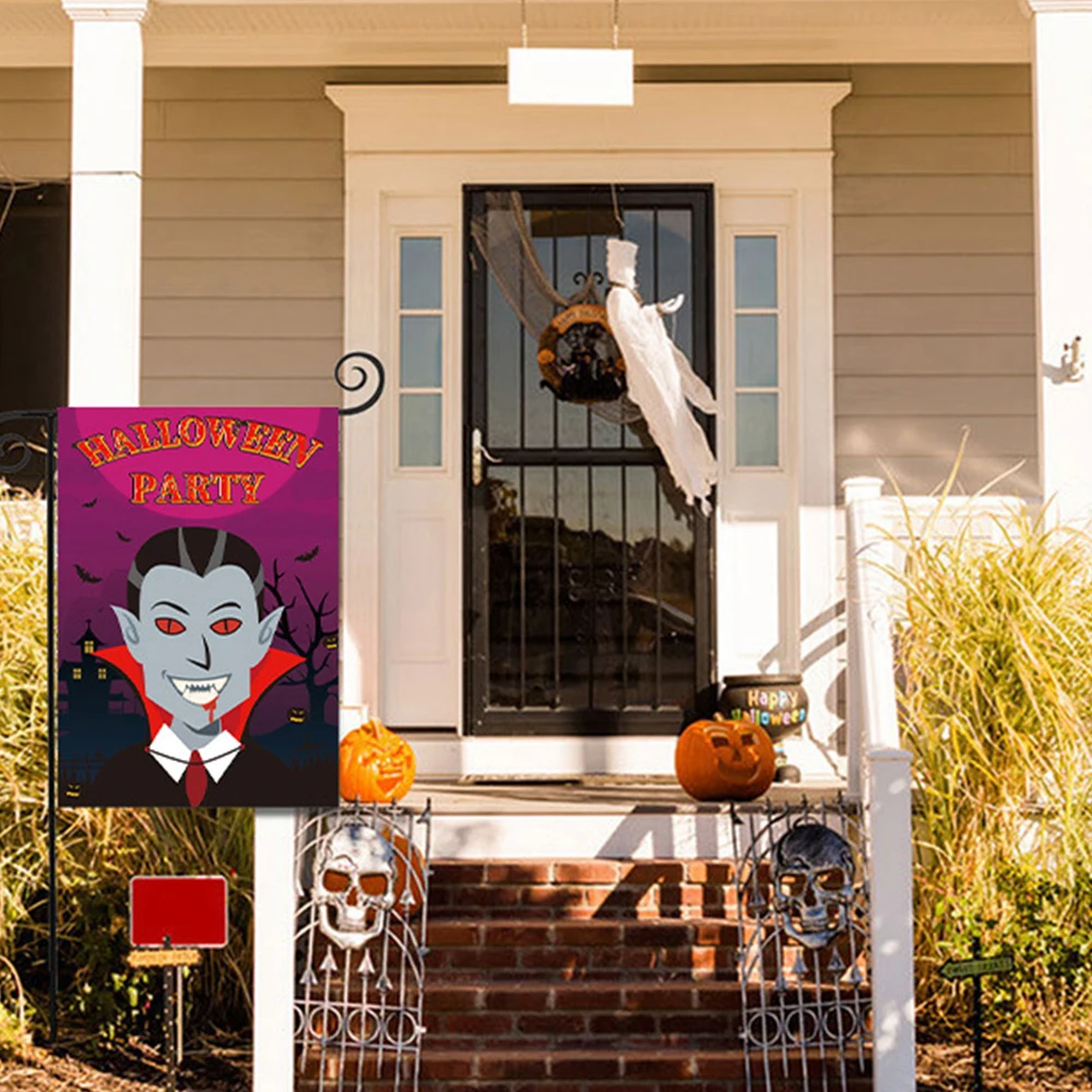 Изготовленный на заказ садовый флаг на Хэллоуин с двусторонним рисунком размером 12x18 дюймов, счастливого Хэллоуина, флаги для сада и двора, украшения крыльца на Хэллоуин