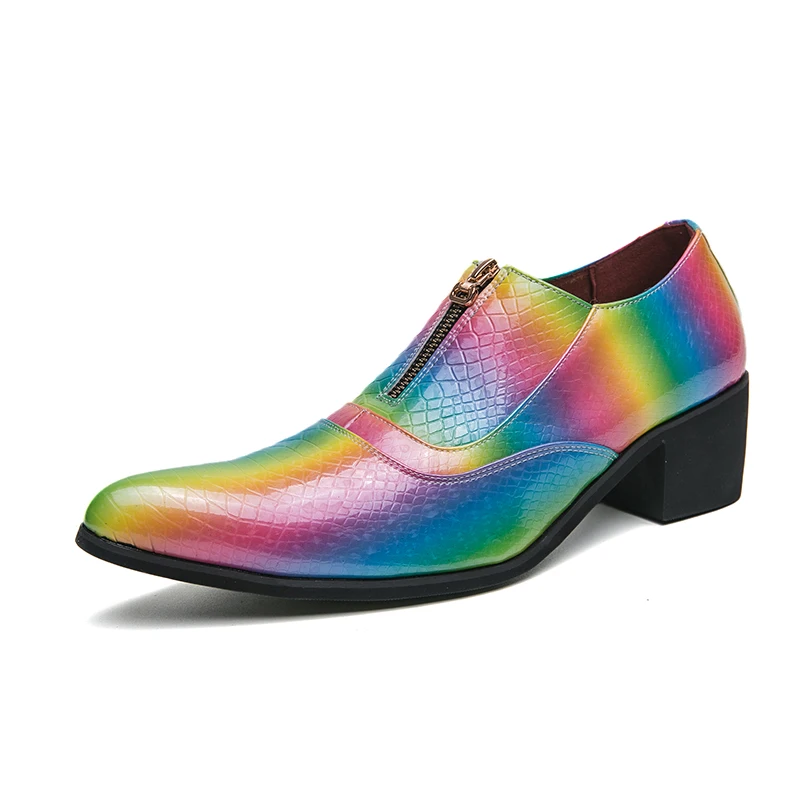 Высококачественные мужские свадебные туфли на высоком каблуке, роскошные модельные туфли, мужские туфли для вечеринок, Модные красочные туфли с острым носком, бесплатная доставка