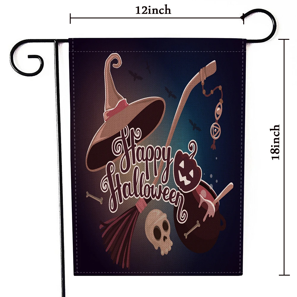 Изготовленный на заказ садовый флаг на Хэллоуин с двусторонним рисунком размером 12x18 дюймов, счастливого Хэллоуина, флаги для сада и двора, украшения крыльца на Хэллоуин