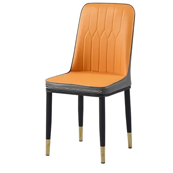 Удобные Обеденные стулья Прочные Ножки из черного Золота Кожаное кресло для гостиной Скандинавская мебель для дома с высокой спинкой