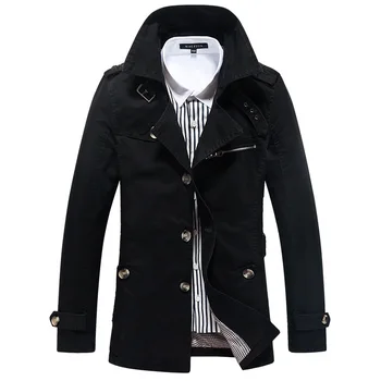Осеннее мужское повседневное пальто 2023, повседневная куртка-ветровка средней длины, мужской модный приталенный модный универсальный топ