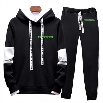 2023 Festool Tools Новый мужской спортивный костюм, две толстовки с капюшоном, толстовки для бега, пуловеры, топы + брюки, мужская спортивная одежда, мода для отдыха