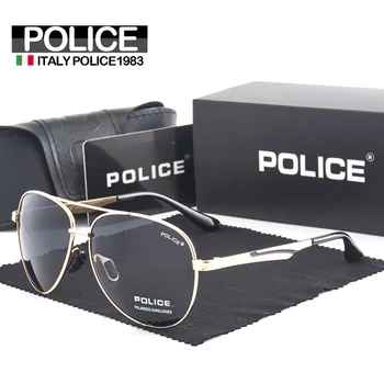Итальянская полиция 1983 года Солнцезащитные очки с поляризацией для мужчин Pilot Солнцезащитные очки для женщин зеркального цвета класса люкс с защитой от UV 400 P181