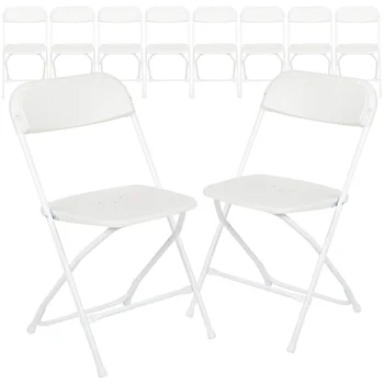 Пластиковый складной стул серии Series - белый - 10 упаковок Весом 650 фунтов, Удобное кресло для мероприятий-Легкий складной стул