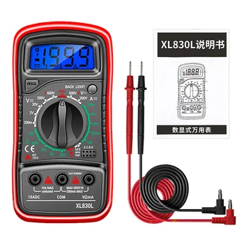 Мультиметр XL830L, измеритель тока с подсветкой, Многофункциональный цифровой дисплей, мультиметр С измерительными линиями температуры