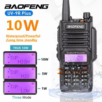 Baofeng UV9R Plus 10 Вт IP68 Водонепроницаемый Двухдиапазонный 136-174/400-520 МГц Ham cb Радио BF-UV9R plus Walkie Talkie Дальность действия 15 км