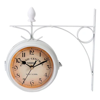 Железный колокольчик, круглые часы, Двусторонний настенный декор для дома, Подвесные цифровые часы в деревенском стиле