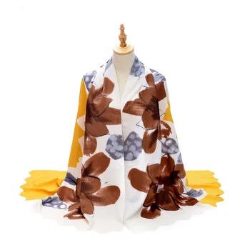 Осенний мягкий кашемировый принт Amazon, двусторонняя цветочная шаль, шарф, головной убор