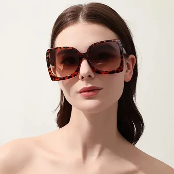 Негабаритные Квадратные Солнцезащитные очки Женские Винтажные Солнцезащитные очки в леопардовой оправе Мужские Люксовый бренд Gradient New Fashion Oculos De Sol