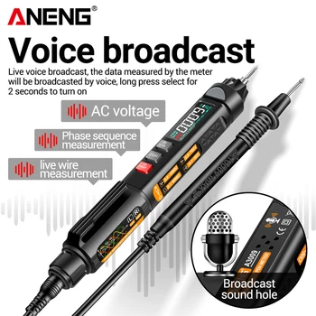 ANENG A3009 PRO Smart Voice Broadcast Pen Мультиметр Цифровой Вольтметр Амперметр 6000 Отсчетов Тестер напряжения ЖК Авто Сенсорная ручка