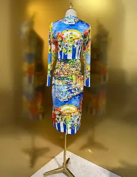 Весна и лето 2023, новое высококачественное темпераментное женское платье с талией