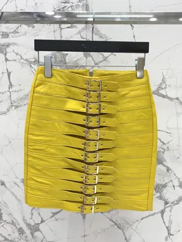 2023FW Осенняя Новая женская юбка трапециевидной формы из высококачественной натуральной кожи для леди 4 цвета Gdnz 7,26