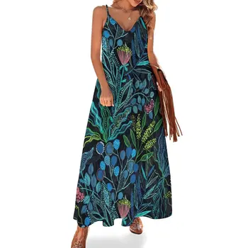 Австралийское платье без рукавов с растениями и цветами, женская летняя юбка, роскошные платья