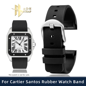 Специальный резиновый ремешок для мужчин и женщин Cartier Santos 100, водонепроницаемый силиконовый ремешок для часов, браслет 20 мм 23 мм