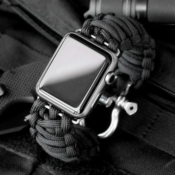 Нейлоновый ремешок для Apple watch band 44мм 40мм 45мм 41мм 42мм 38мм 49мм Спортивный Браслет с Веревкой Для Выживания iWatch series ultra 3 se 6 7 8
