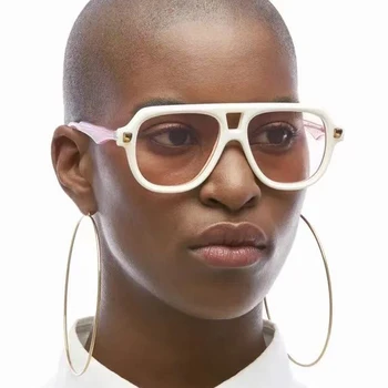 Солнцезащитные очки SHAUNA Double Bridges, Женские Модные очки ярких цветов, Оттенки UV400, Мужские Трендовые Солнцезащитные очки с заклепками, Пилотные Очки