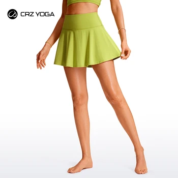 Женская юбка для плавания CRZ YOGA с высокой талией, плиссированные юбки-скорты, спортивная юбка для купания, плавки для купальника с боковым карманом