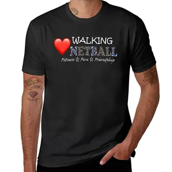 Новая футболка Love Walking Netball Australia DotArt, спортивные рубашки, черные футболки, мужские футболки с графическим рисунком в стиле хип-хоп