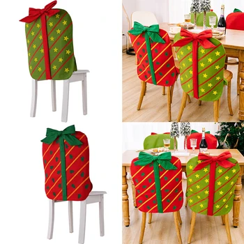 Рождественский эластичный чехол для стула, чехол для банкетной вечеринки, чехол для сиденья, чехол для домашней Веселой вечеринки, Подарочная коробка с рисунком, Рождественское украшение 47x65 см