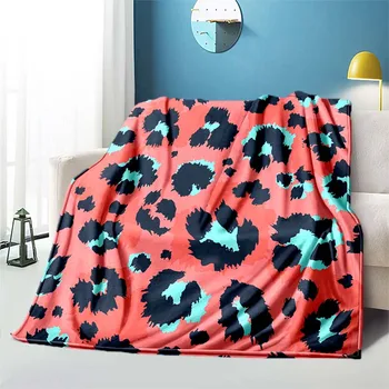 Многоцветное одеяло с леопардовым рисунком для кровати, Фланелевое тонкое одеяло на лето, Охлаждающее одеяло с защитой от скатывания, Портативное одеяло для пикника