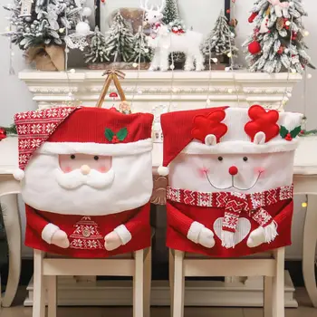 Праздничный Рождественский чехол для стула с трехмерным рисунком Санта-Клауса, Пылезащитный чехол для стула, Аксессуары для дома
