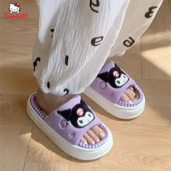 Мультяшные Тапочки Sanrios Hello Kittys Cinnamoroll Kuromi Kawaii, Летние Тапочки Для Милых Девочек, Офисные Домашние Тапочки, Детские Подарки