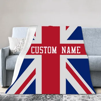 Флисовое одеяло с британским флагом, пользовательское название Юнион Джек, Великобритания, Патриотические Мягкие Уютные Фланелевые пледы для дивана-кровати