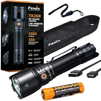 Тактический фонарь Fenix TK26R, 1500 люмен + Аккумулятор, Кобура, Ремешок #TK26R
