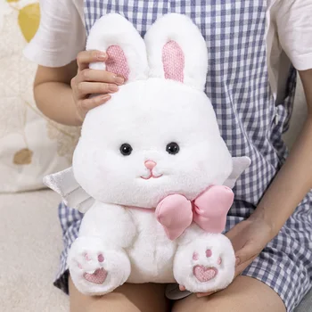 Мультяшный Милый Плюшевый Белый Кролик 2 размеров с длинными Ушами, Супер Мягкие игрушки для сидящего Кролика, Декор дивана в комнате, Хороший подарок на День Рождения