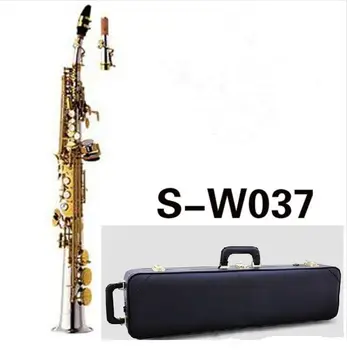 Совершенно новый Прямой Сопрано-Саксофон SS-W037 Си-бемоль Саксофон Музыкальные Инструменты Саксофон Никелированный серебристый С Футляром Профессиональный