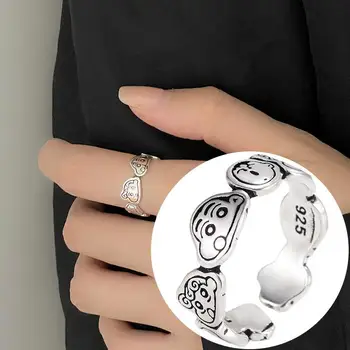 Новое милое кольцо из мультфильма Crayon Shin Chan 2023 года, Тайское Серебряное украшение из аниме, окружающее Пару колец, подарок для друзей