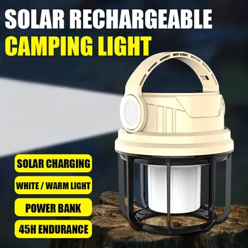 Портативный Солнечный фонарь для кемпинга USB Перезаряжаемый 6-режимный Беспроводной фонарь Наружный светодиодный фонарик Принадлежности для палаточного лагеря Аварийная лампа