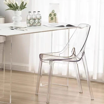 Прозрачный садовый обеденный стул для гостиной, Современный акцент, Кухонные стулья со спинкой, Мебель для салона Sillas Cocina LJ50DC