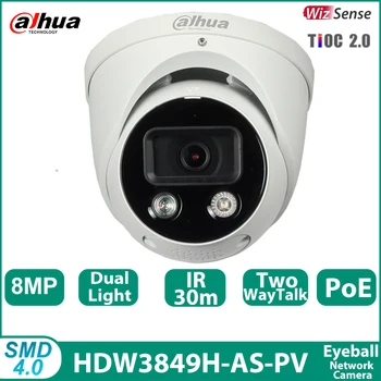IP-камера Dahua IPC-HDW3849H-AS-PV 4K 8MP IR 30M с двойным освещением для глазного яблока WizSense IP-камера с фиксированным фокусным расстоянием для двусторонней связи TiOC Камера наблюдения