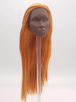 Королевская особа моды Адель Македа, Оранжевые волосы, целостность 1/6 Неокрашенной кукольной головы с темной кожей