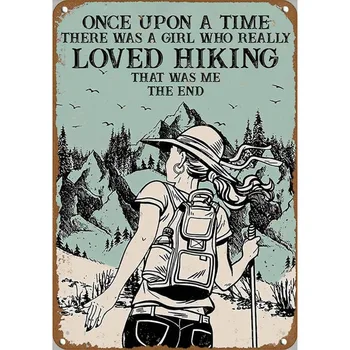Туристический плакат Жила-была Девочка, которая действительно любила пешие прогулки, Любила Пешие прогулки, Настенный Приключенческий плакат с горными принтами