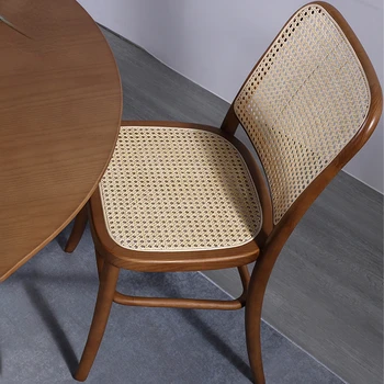 Обеденный стул Стул для столовой со спинкой для отдыха в отеле, обеденные стулья из массива дерева в скандинавском стиле, кухонная мебель в стиле ретро, дизайнерский дом из ротанга