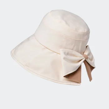 Летние Модные Рыбацкие кепки с бантом Для женщин, уличные Широкополые шляпы-ведра, Солнцезащитная шляпа с защитой от ультрафиолета, Женская Панама, Пляжная кепка