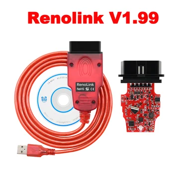 Профессиональный Кабель Renolink V1.99 OBD2 для Диагностического Инструмента Автомобиля Renault ECM UCH ECU Programmer Car ABRS OBD2 Reset Key Coding