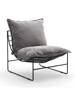 Дизайнерский одноместный маленький диван-кресло Nordic Light Роскошный Минималистичный индустриальный стиль Lazy Balcony Lounge Chair Houndstooth