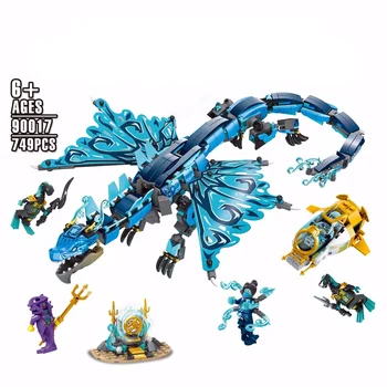 749pcs Boys Blue Water Dragon Building Block Bricks, Совместимые с 71754 наборами моделей игрушек 