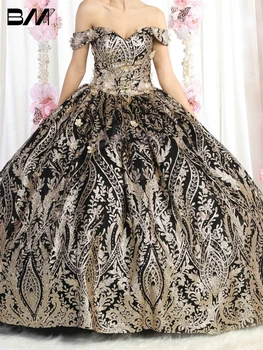Пышное Бальное платье с Металлическим Мотивом, Цветочные Аппликации, Пышное Платье 2023, Коктейльные платья С Бантом Оверсайз, Vestidos De Baile