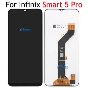100% Идеальный ремонт, Черный, 6,52 дюйма для Infinix Smart 5 Pro, ЖК-дисплей, Сенсорная панель, Дигитайзер В сборе, Замена
